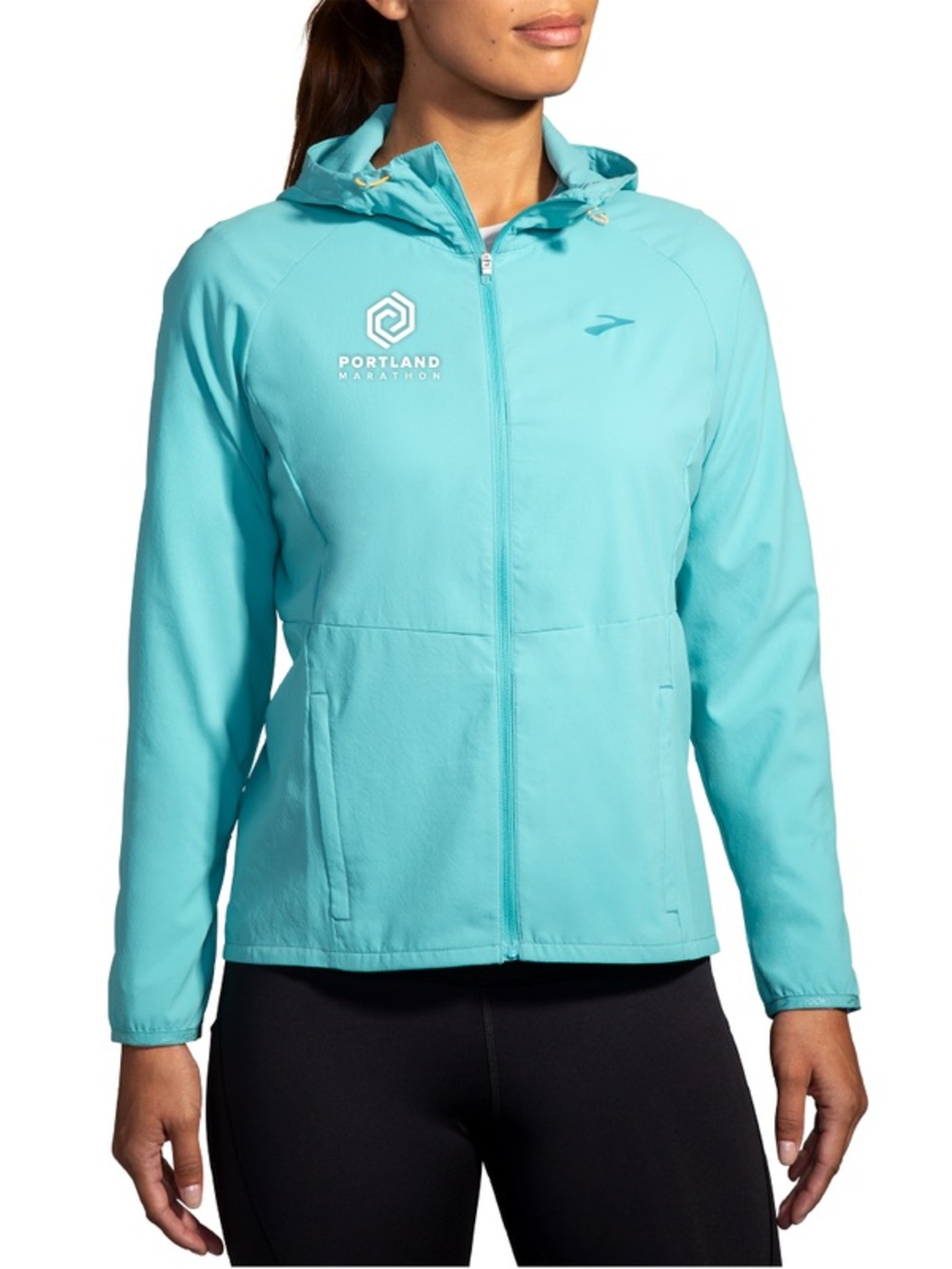 Portland Marathon Brooks Teal Hooded Women’s Running Jacket
